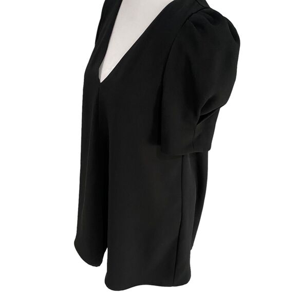 Zara Women Black Short Puff Sleeves Short Mini Dress Flowy V Neck XS - Picture 8 of 14